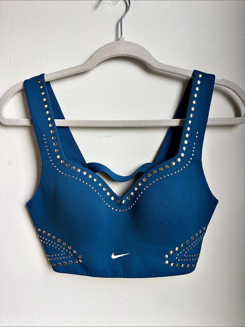Nike Motion Adapt Neon Stud High Support Sports Bra Blue Small